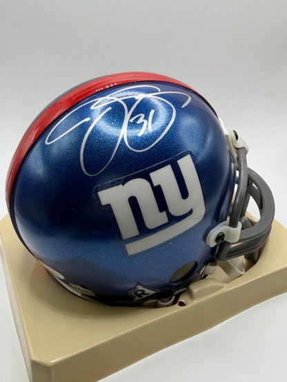 Jason Sehorn Signed Mini Riddell Helmet (Vintage) JSA COA