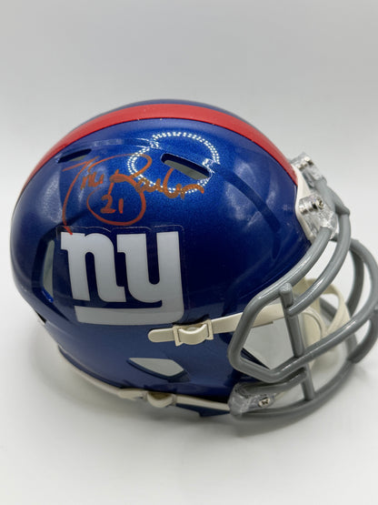 Tiki Barber Signed Mini Riddell Helmet JSA COA