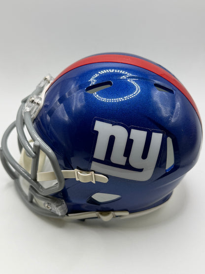 Tiki Barber Signed Mini Riddell Helmet JSA COA