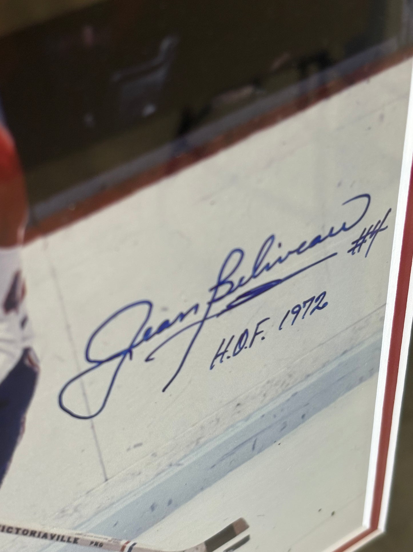 Jean Beliveau Signed Autographed Framed HOF Inscribed JSA COA