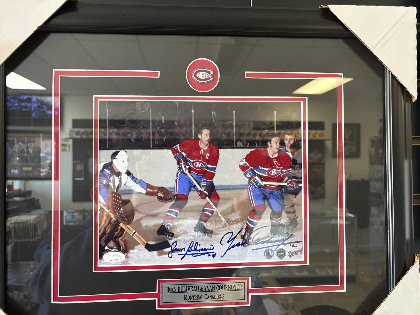 Jean Beliveau & Yvon Cournoyer Signed Autographed Framed JSA COA