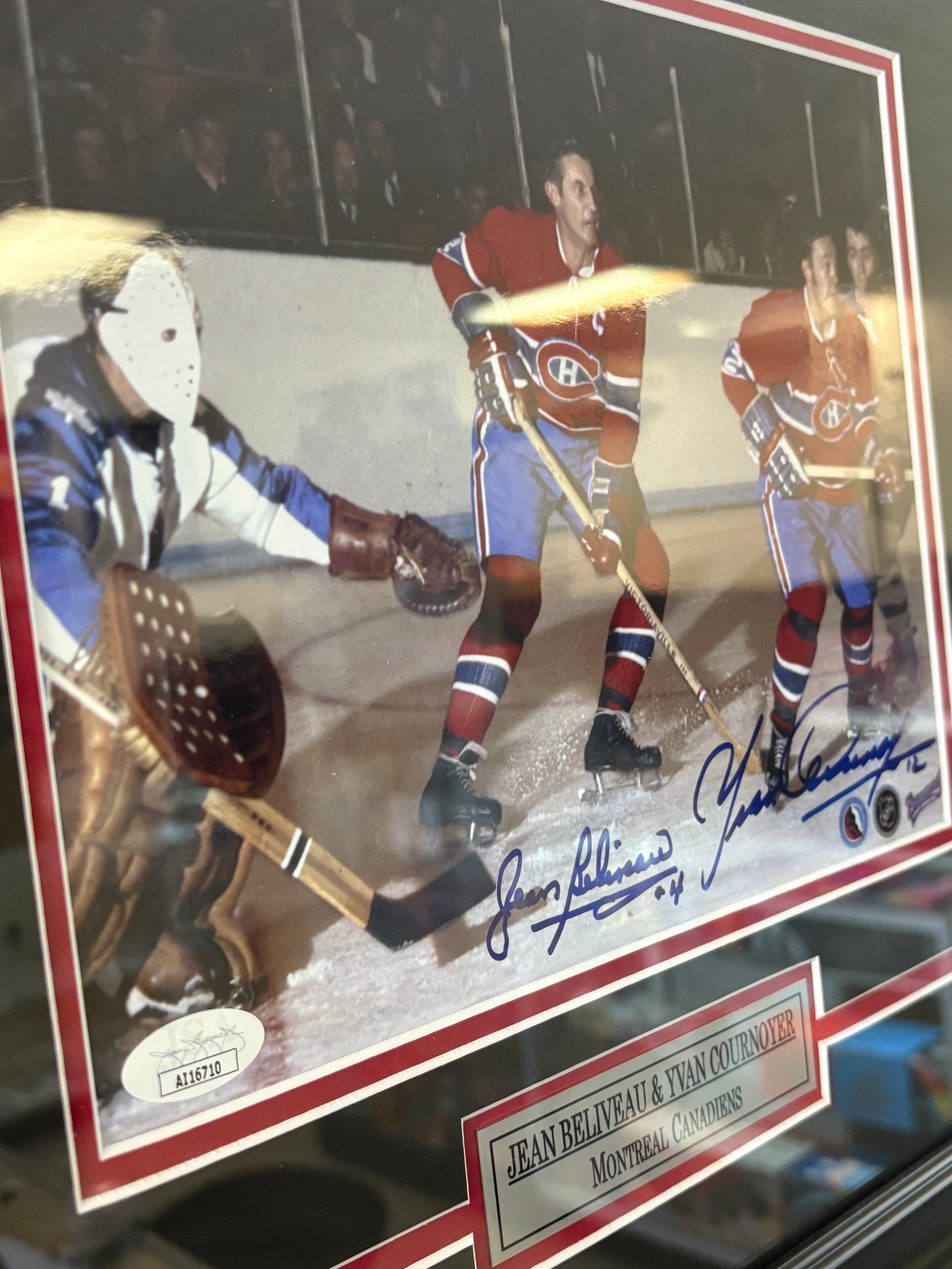 Jean Beliveau & Yvon Cournoyer Signed Autographed Framed JSA COA
