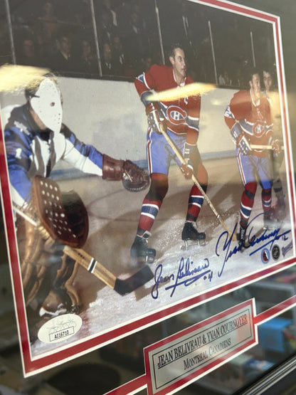 Jean Beliveau & Yvon Cournoyer Signed Autographed Framed JSA COA
