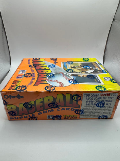 1992 O-Pee-Chee Baseball Bubble Gum Cards Factory Sealed Box