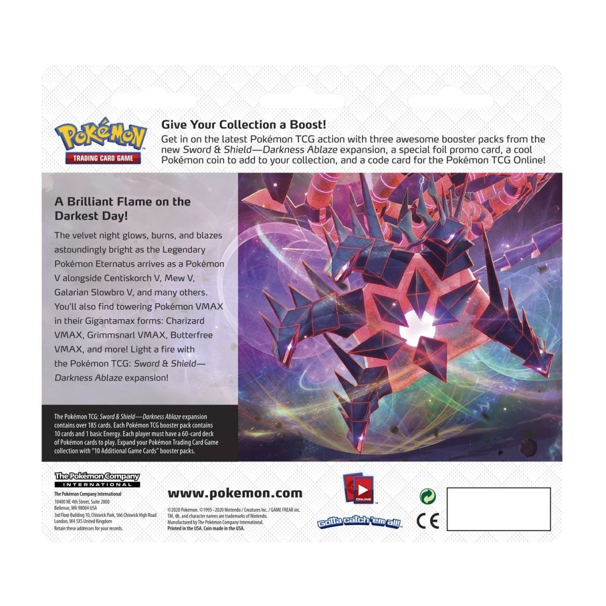 Sword & Shield-Darkness Ablaze 3 Booster Packs, Coin & Eevee Promo Card