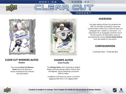 2022-23 Upper Deck Clear Cut Hockey Hobby Box