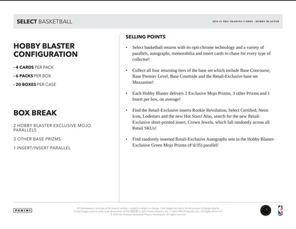 2024-25 Panini NBA Select Basketball Trading Card Hobby Blaster Box