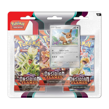Scarlet & Violet-Obsidian Flames 3 Booster Packs & Eevee OR Houndstone Promo Card
