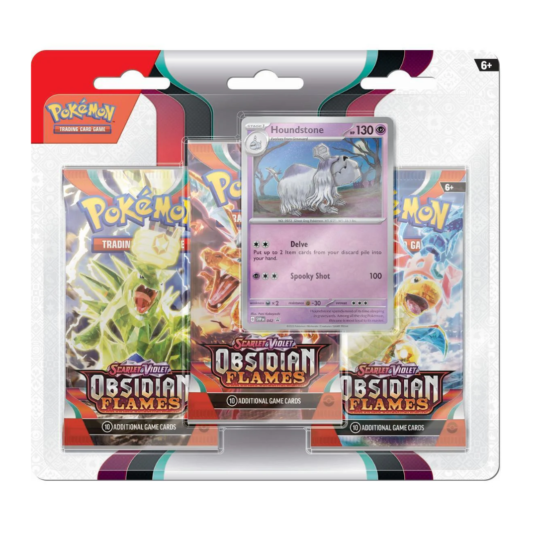 Scarlet & Violet-Obsidian Flames 3 Booster Packs & Eevee OR Houndstone Promo Card