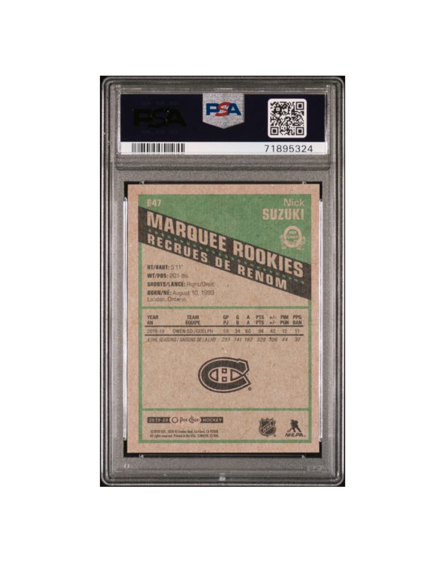 2019 UD O.P.C. NICK SUZUKI MARQUEE ROOKIES UPDATE - RETRO PSA 9