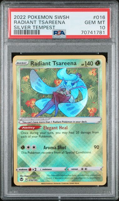 2022 POKEMON SWSH RADIANT TSAREENA SILVER TEMPEST PSA 10