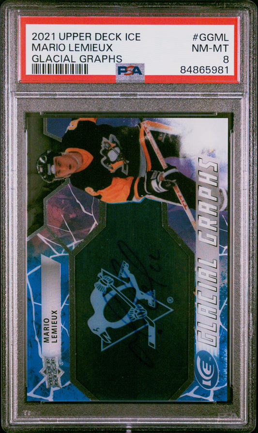 2021/22 UPPER DECK ICE MARIO LEMIEUX GLACIAL GRAPHS PSA 8
