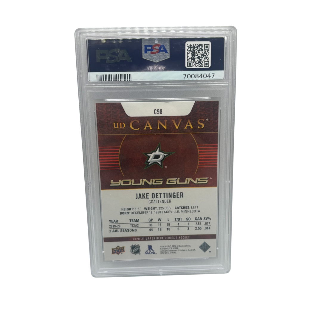 2020-21 UPPER DECK SERIES 1 JAKE OETTINGER UD CANVAS YOUNG GUNS PSA 10