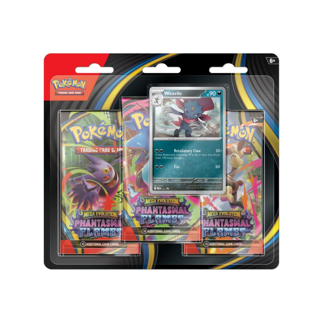 Pokemon Mega Evolution Phantasmal Flames 3pk Blister (Sneasel or Weavile)
