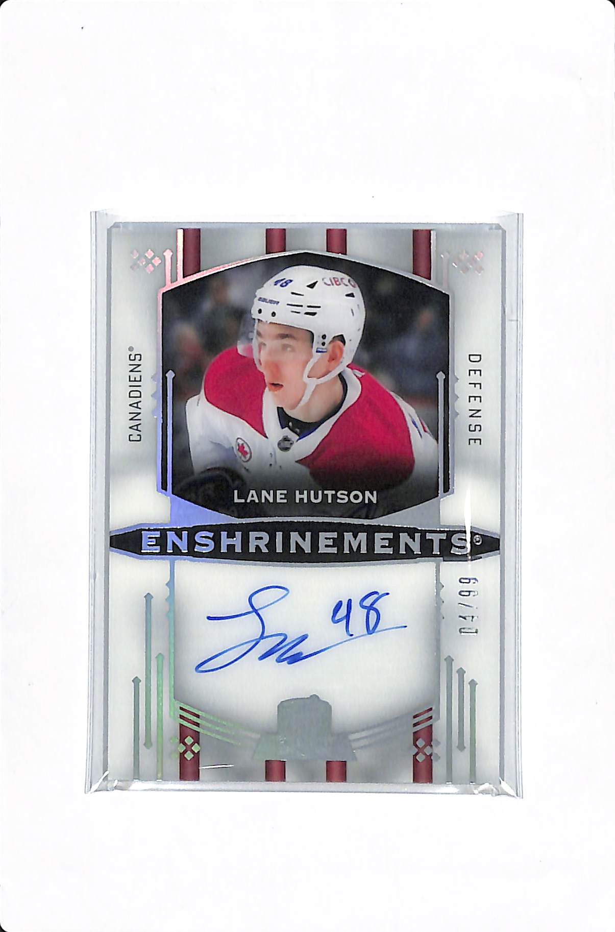 2024-25 UPPER DECK THE CUP LANE HUTSON ENSHRINMENTS ROOKIE AUTO /99 #E-LH