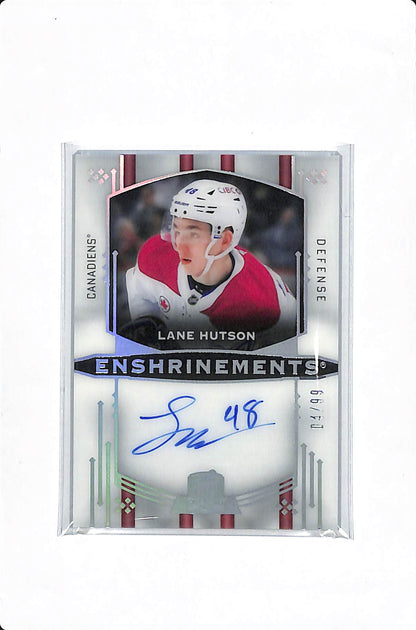 2024-25 UPPER DECK THE CUP LANE HUTSON ENSHRINMENTS ROOKIE AUTO /99 #E-LH
