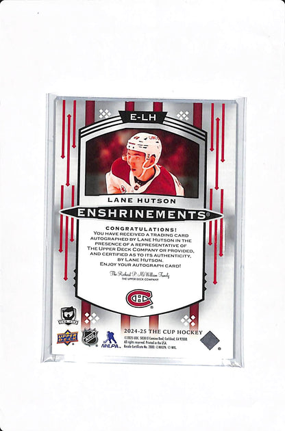 2024-25 UPPER DECK THE CUP LANE HUTSON ENSHRINMENTS ROOKIE AUTO /99 #E-LH