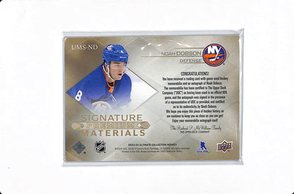 2023-24 UPPER DECK ULTIMATE NOAH DOBSON SIGNATURE PREMIUM MATERIALS /35 #UMS-ND