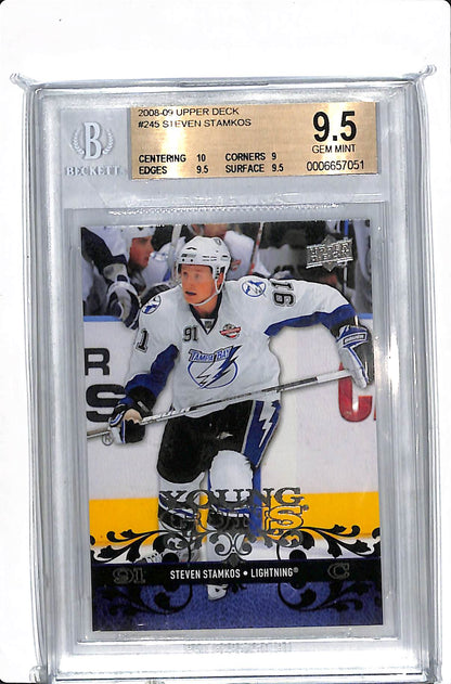 2008-09 UPPER DECK SERIES 1 STEVEN STAMKOS YOUNG GUNS BGS 9.5 #245