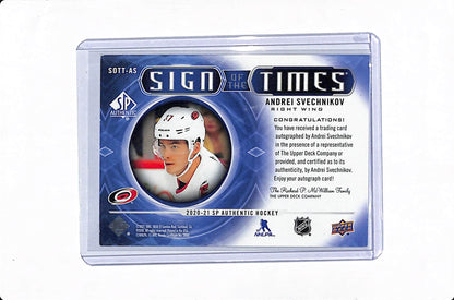 2020-21 UPPER DECK SP AUTHENTIC ANDREI SVECHNIKOV SIGN OF THE TIMES AUTO #SOTT-AS