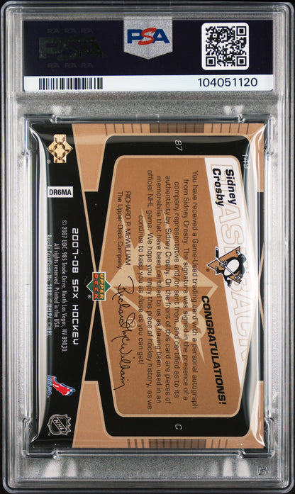 2007 SPX SIDNEY CROSBY SIGNED JERSEY FLASHBACK FABRICS PSA 8 AUTO 10